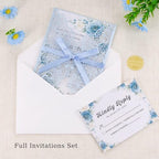 50 Set Wedding Invitations with Envelopes and Rsvp Cards Baby Blue - Image 6