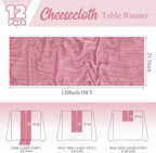 12 Pack Dusty Rose Table Runner 10Ft Long Cheesecloth Table Runner Rustic Gauze Table Runner Romantic Sheer Fabric Cheese Cloth Table Runners for Wedding Party Bridal Baby Shower - Image 2