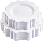 COLOSUS 60 PCS White Plastic Plates, Beaded Disposable Plates for Party. by COLOSUS