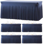 4 Pack Navy Blue Table Cloth for 6 Foot Rectangle Tables Spandex Fitted Tablecloth 6ft Stretch Table Covers Skirt Navy Blue Banquet Tablecloths Wrinkle Free Tablecloth for Party Wedding Birthday Event by Tao-GePartyDecorations
