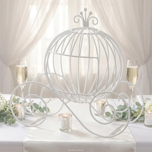 White Wire Cinderella Coach Carriage Centerpiece, 13.65" - Image 3