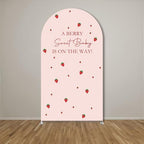 A Berry Sweet Baby is on The Way Theme Arched Backdrop Covers Pink Stretchy Arch Stand Cover for Baby Shower Girls Birthday Party Decoration Props (No Stand!) - Image 2