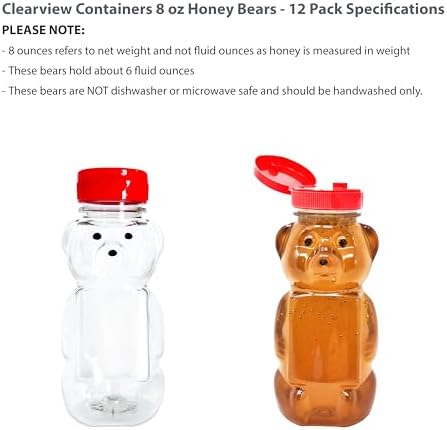 12 Pack - 8 Ounce Plastic Honey Bears w/Red Lids - Image 4