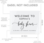 Andaz Press 16"x20" White Acrylic Personalized Baby Shower Welcome Sign, Gender Neutral Script Large Custom Sign for Easel Stand, Baby Shower Decorations - Image 5