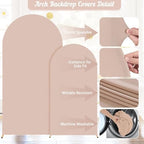 Nude Arch Backdrop Cover 2 Set - 7.2FT, 6FT Spandex Fitted Wedding Arch Stand Covers Round Top Chiara Arch Backdrop Stands Cover for Birthday Parties Banquet Photo Background Decoration - Image 3