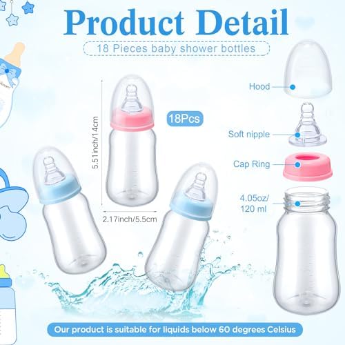 Roowest Bottle Chug Baby Shower Games Favors, Pink, Blue, Kraft - Image 3