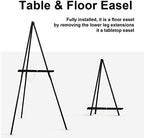 Falling in Art 65" A-Frame Wooden Tripod Easel Stand (Black) - Image 5