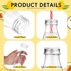 Yinkin 60 Sets Plastic Milk Bottles with Straws Bulk Reusable Beverage Containers for Birthday Baby Shower Party with Metal Lids Straws for Milk Juice Smoothies (8 oz,Red,White) - Image 4
