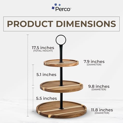 Perco Cupcake Stand, 3 Tier Wooden Tiered Display Stand for 20 Cupcakes – Wood Dessert Table Display Set, Tiered Serving Tray for Weddings, Birthdays, Baby Showers & Events - Image 2