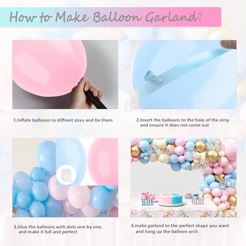 Gender Reveal Decorations Pink Blue Balloon Arch Garland Kit, Bear Theme, Baby Shower Party Pack With Balloon Boxes,Backdrop,Wood Table Sign,Tablecloth,...170PCS For Girl Boy Gender Reveal - Image 7