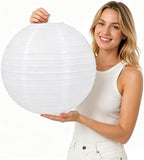 10pcs White Paper Lanterns Party Decorations, 16in Large Chinese Round Paper Hanging Decorations Lanterns Jumbo Lamps for Home, Parties by Famolay