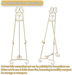 Metal Large Free Standing Adjustable Display Stand Scroll Easel with Chain Support, Gold Easel Stand for Sign, Heavy Duty Easel for Mirror, Wedding, Picture Frame (No Installation Required) - Image 6