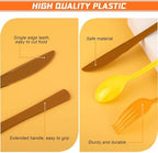 Kochorie 300 Pieces Thanksgiving Plastic Silverware Fall Heavy Duty Utensils Set Heavyweight Disposable Flatware Includes Orange Yellow Brown Spoons Forks Knives for Thanksgiving Dinner Party Supplies - Image 3