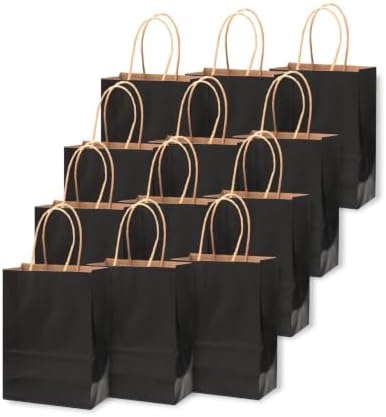 qiqee 600-Packs Black Paper Gift Bags with Handles Bulk 4.5"x2.5"x6" Mini Size Paper Bags Multiple Uses - Image 3