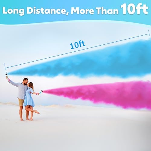 Large Gender Reveal Fire Extinguisher Set for Newborn Baby, 4Pcs Blue Gender Reveal Smoke Bombs, Color Blaster for Cool Gender Reveal Ideas, Confetti Power Cannon Shooter Party Supplies - Image 6