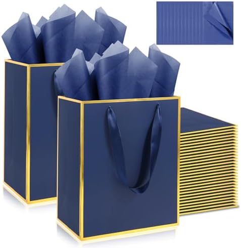 Addblu 50 Pack Bulk Luxury Gift Bags with Handles & 50 Tissue Papers by Unknown