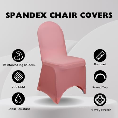 YOUR CHAIR COVERS - 100 Pack Stretch Spandex Banquet Chair Covers - Coral, Wedding Slip Covers, Premium Quality Chair Cover - Image 2