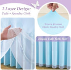 Baby Blue Tulle Tablecloths 60 Inch Spandex Table Cloths for Round Tables - Image 3