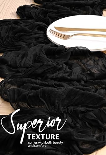 30 Pack Cheesecloth Table Runner 10FT Black Table Runner Boho Gauze Cheese Cloth Table Runners Long Rustic Sheer Table Decorations for Wedding Party Baby Bridal Shower Birthday Holiday Home - Image 4