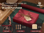 Vitalizart Burgundy Textured Wrapping Paper Set 30" Twine Ribbons & Tags - Image 4