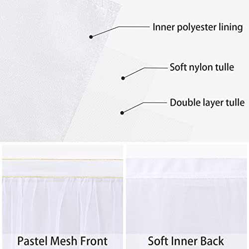 White Table Skirt 14FT Tulle Tutu Table Skirt 2 Layer Ruffle Table Cloth for Rectangle or Round Birthday Party Cake Table Decoration - Image 4