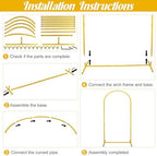 Metal Arch Stand and Cover Set,1 Dusty Blue Spandex Fitted Backdrop with 1 Gold Wedding Arched Stand Frame for Parties Birthday Baby Shower Bridal Banquet Decoration (6.6FT) - Image 5