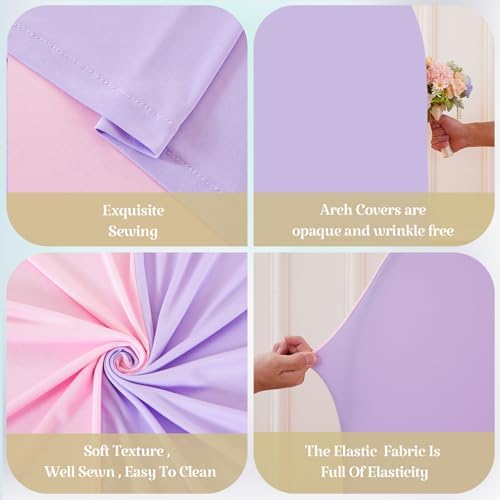 Set of 3 Arch Backdrop Covers(7.2ft, 6.6ft, 6ft) - Premium Stretchy Spandex Backdrop Arch Stand Cover for Baby Shower,Wedding,Party Decor Chiara Cover with Double-Sided Design(Pink Lavender) - Image 6
