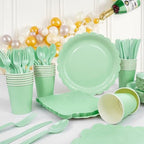 LIYH 350Pcs Sage Green Party Supplies, Mint Green Paper Plates And Napkins - Image 3