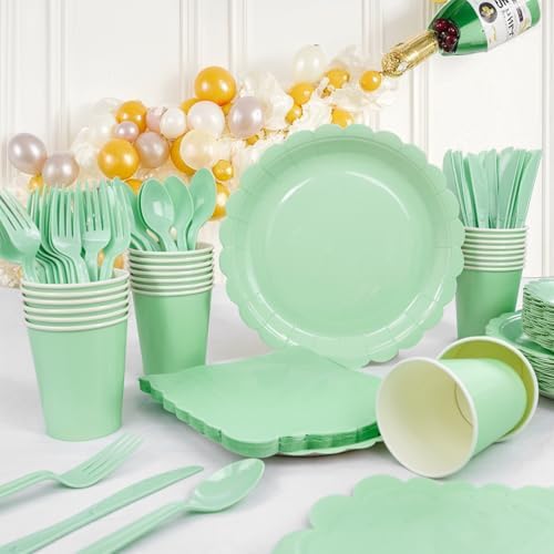 LIYH 350Pcs Sage Green Party Supplies, Mint Green Paper Plates And Napkins - Image 3