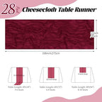 28 Pack Burgundy Cheesecloth Table Runner 17x108 Inch Semi Sheer Boho Gauze Cheese Cloth Fabric Table Runners, for Wedding Party Baby Shower Birthday Home Decor Garden Farmhouse - Image 2