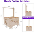 Baby Shower Gifts Baskets, Wooden Baby Closet Gifting for Newborn Boys and Girls, Wood Crate Box with Handle and Wheels, Personalized Cute Babyshower Decorations Basket for New Born - Image 6