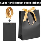 EUSOAR Black Kraft Gift Paper Bags with Bow Ribbon Handle, 50pcs 7.8"x3.9"x11" for Wedding, Bridal Shower, Baby Shower, Birthday, Anniversary - Image 4