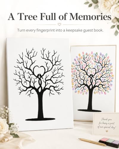 PRETYZOOM 12x16 Inch Wedding Fingerprint Guest Book - Image 4