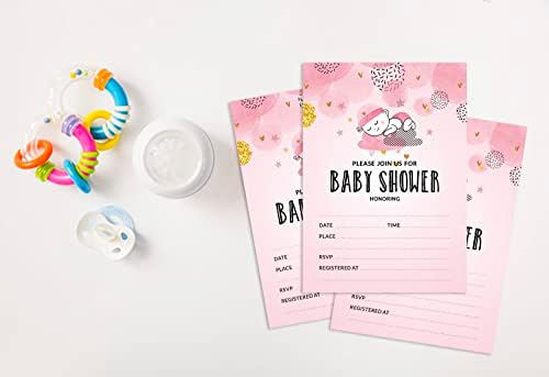 Pack of 30, Boy/Girl Baby Shower Party Collection, Baby Shower Invitation Cards, Fill in the Blank Invites WIth Envelopes, Pink Theme Party Supplies - Image 4