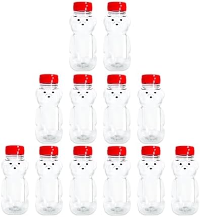 12 Pack - 8 Ounce Plastic Honey Bears w/Red Lids by CLEARVIEWCONTAINERS