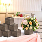 Suzile 12 Set Wooden Box Centerpiece, 4 Inch Square Planter Vase - Image 4
