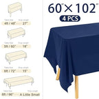 4 Pack Navy Blue Rectangle Polyester Tablecloth 60x102 Inch Washable Polyester Table Cover for Wedding Dining Table Buffet Parties Banquet Decor - Image 2