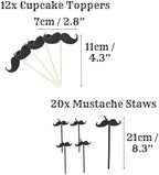174PCS Mustache Party Decorations, 20 Guests -Large Mustache Decoration for Father's Day, Baby Shower, Men's Birthday, Little Man Theme Party, Graduation Decorations, Barber's Party, Bachelor Party - Image 4