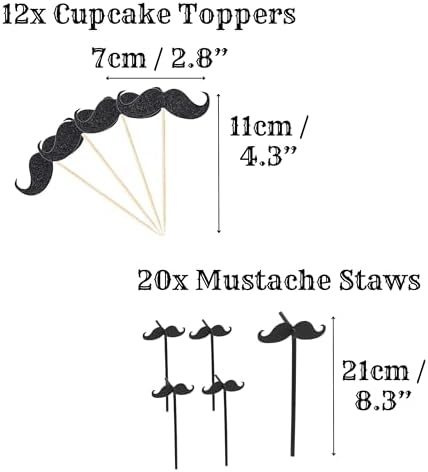 174PCS Mustache Party Decorations, 20 Guests -Large Mustache Decoration for Father's Day, Baby Shower, Men's Birthday, Little Man Theme Party, Graduation Decorations, Barber's Party, Bachelor Party - Image 4