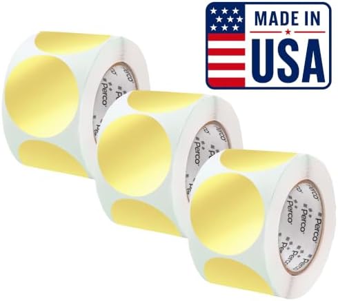 Perco Metallic Gold Perforated Round Circle Dot Sticker 4-Inch Labels — 3 Rolls, 1,200 Stickers - VIP, Reward & Premium Event Signage, Gift & Display Labels - Made in USA by Perco