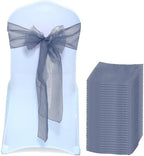 MDS Pack of 100 Organza Chair Sashes for Wedding & Event Décor – Dusty Blue by MDS