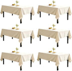 DRESSMAKER 6 Pack Ivory Table Cloth Rectangle 60X102 Inch Fit 6FT Table by Dressmaker