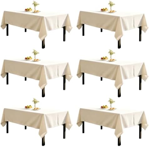 DRESSMAKER 6 Pack Ivory Table Cloth Rectangle 60X102 Inch Fit 6FT Table by Dressmaker