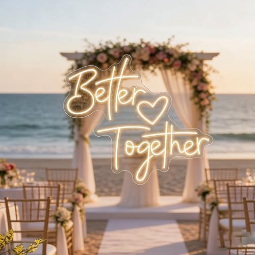 Better Together Neon Sign, 23 Inch Personalized Wedding LED Neon Light Engagement Party Decor Proposing LED Sign Gift-Warm White - Image 3