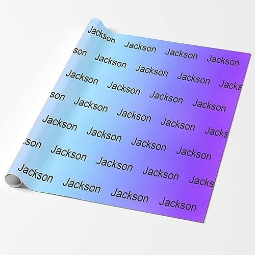 MyPupSocks Personalized Gradient Pink Blue & Purple Wrapping Paper with Logo, Custom Name Gift Wrapping Paper Roll with Text for Friend Grandma Grandpa Birthday Wedding Christmas Gifts 58x23 5 Rolls - Image 2