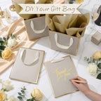 Yeaqee 50 Pcs Metallic Paepr Gift Bags Bulk with Handles,Champagne, Gold - Image 4