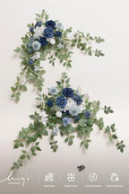 Ling's moment Welcome Sign Flowers, Wedding Floral Swag, Dusty Blue & Navy - Image 6