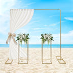 6.6Ftx6.6Ft Gold Wedding Arch Backdrop Stand Metal Square Wedding Arch Frame with 2pcs Flower Stand, Garden Balloon Photo Booth Decor for Ceremony Party Birthday Bridal Anniversary Arbor(6.6ftx 6.6ft+2pcs stand) - Image 3