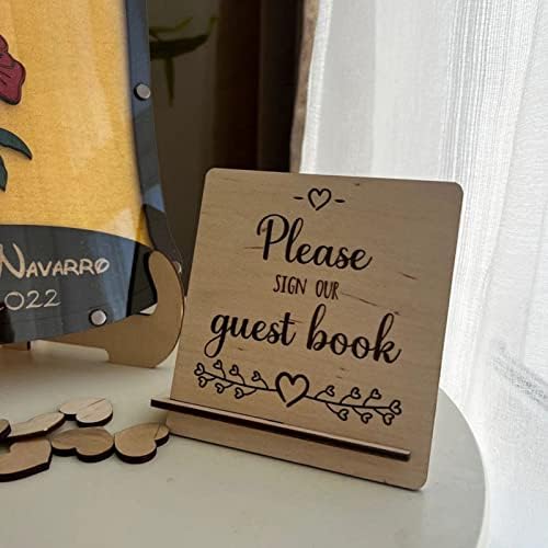 Personalized Wedding Wooden Guest Book: Creative Acrylic Custom Name Alternative Inserts Box DIY Custom Rustic Wedding Heart Drop Guest Book for Graduation Anniversary Wedding Decor (Rosewood) - Image 3
