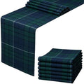 6 Pcs 72 X 13 Tartan Plaid Table Runner, Green Blue Tartan Baby Shower by Unknown